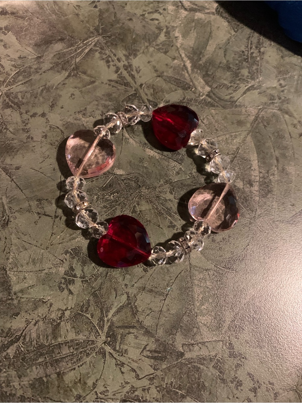 Red & Pink Heart Crystal Stretch Bracelet